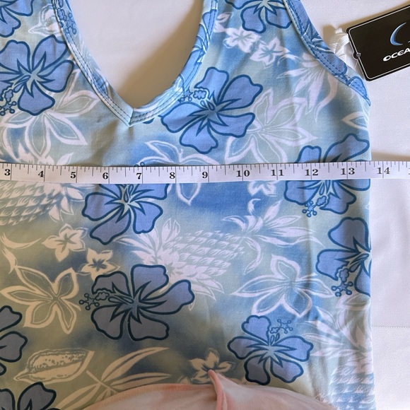Ocean Drive Halter Top Stretchy Dress Large Blue Hawaiian Print  New - Picture 9 of 9